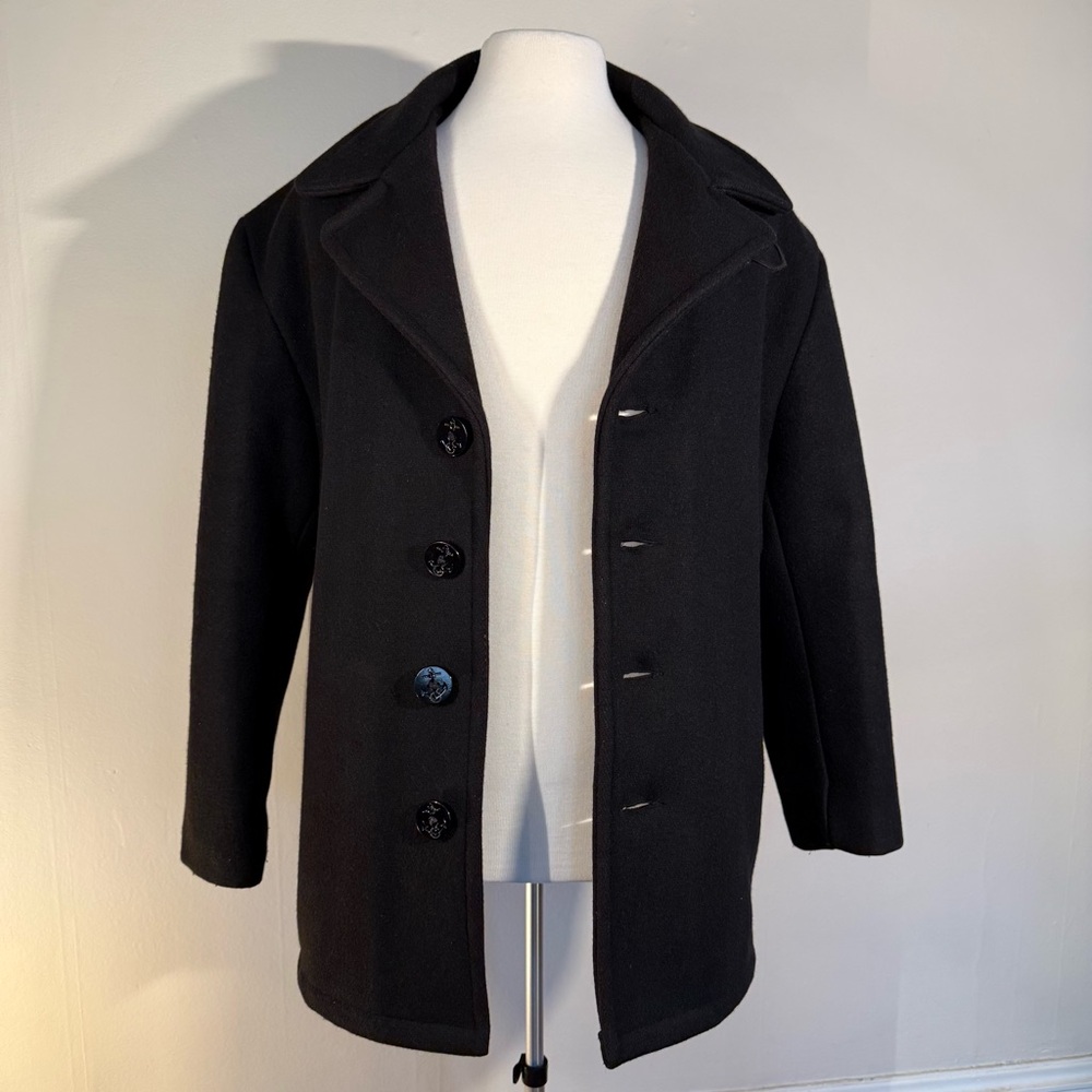Schott NYC Black Wool Peacoat – Made in Canada